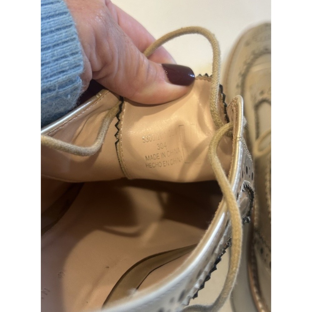 Zara Gold Metallic Wingtip Loafers Women's Size 9.5 Platform Preppy Boho Y2K - Picture 9 of 16